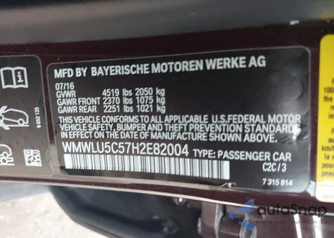 2017 Mini Clubman Cooper S from USA, damaged, VIN WMWLU5C57H2E82004